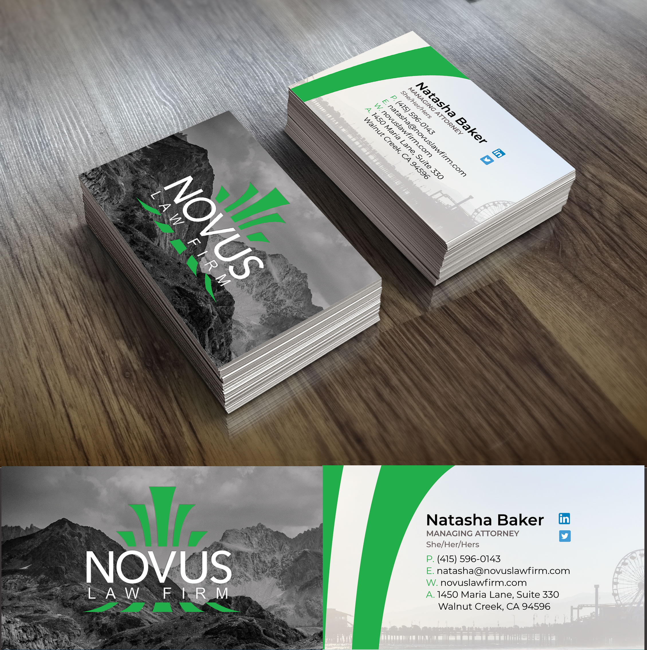 novus law firm business cards